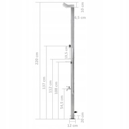 Vidaxl aiadušš 220 cm roostevabast terasest