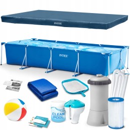Sodo baseino rėmas su intex siurbliu 450 x 220 x 84 cm rinkinys 16 viename