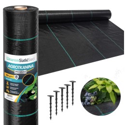 Agrotekstilė 110g 1,6x100m premium UV 3% agrotekstilė juodas kilimėlis + kaiščiai