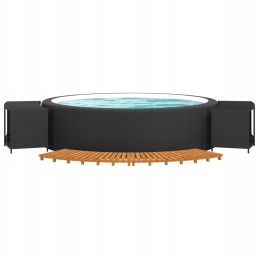 Vidaxl Spa Pool Enclosure Black Poly Rattan and Solid Acacia Wood