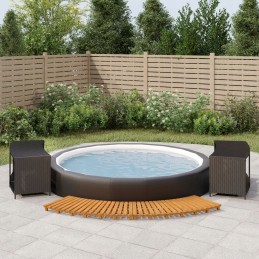 Vidaxl Spa Pool Enclosure Black Poly Rattan and Solid Acacia Wood