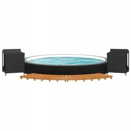 Vidaxl Spa Pool Enclosure Black Poly Rattan and Solid Acacia Wood