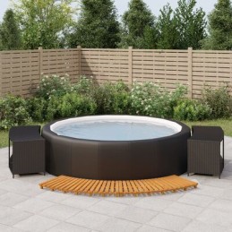 Vidaxl Spa Pool Enclosure Black Poly Rattan and Solid Acacia Wood