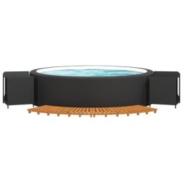 Vidaxl Spa Pool Enclosure Black Poly Rattan and Solid Acacia Wood