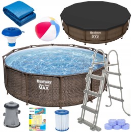 Plieninis pro max rėmo baseinas 366x100 rudas 12 pėdų