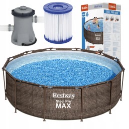 Plieninis pro max rėmo baseinas 366x100 rudas 12 pėdų