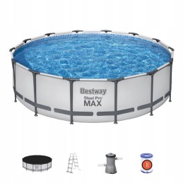 Plieninio profesionalaus rėmo baseino 427x107 pilkos 14 pėdų bestway 5in1 priedai