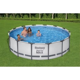 Plieninio profesionalaus rėmo baseino 427x107 pilkos 14 pėdų bestway 5in1 priedai