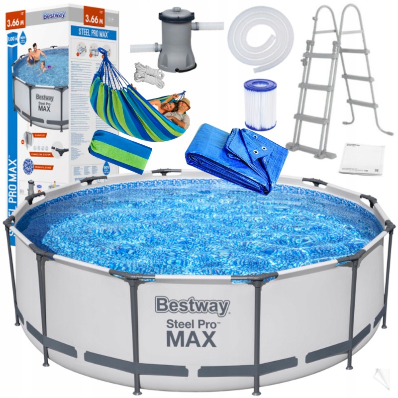 Dārza baseina komplekts 366x100 bestway lielas kāpnes