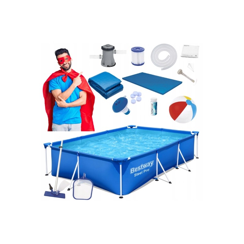 Bestway 300 stačiakampis sodo baseinas su rėmu