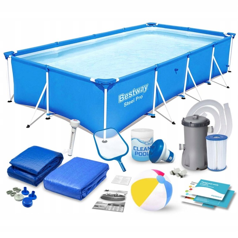 Plieninis sodo baseinas 400 x 211 x 81 cm 15 in 1