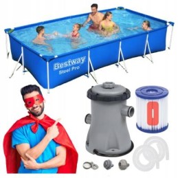 Plieninis sodo baseinas 400 x 211 x 81 cm 15 in 1