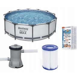56420 rāmja baseina sūkņa kāpņu filtrs 366x122cm bestway komplekts