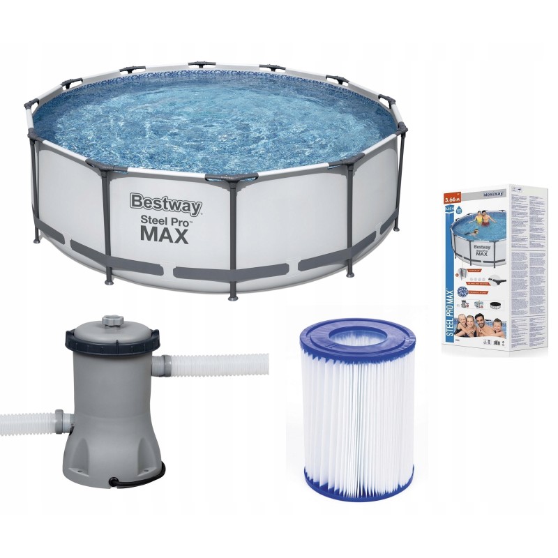 56420 rāmja baseina sūkņa kāpņu filtrs 366x122cm bestway komplekts