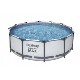 Steel Pro max rāmja baseins 366x100 pelēks 12 pēdas bestway 4in1 sūkņa filtrs