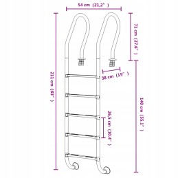 Pool ladder 54x38x211 cm stainless steel 304