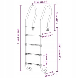 Vidaxl Pool Ladder 54x38x184 5 cm 304 Stainless Steel