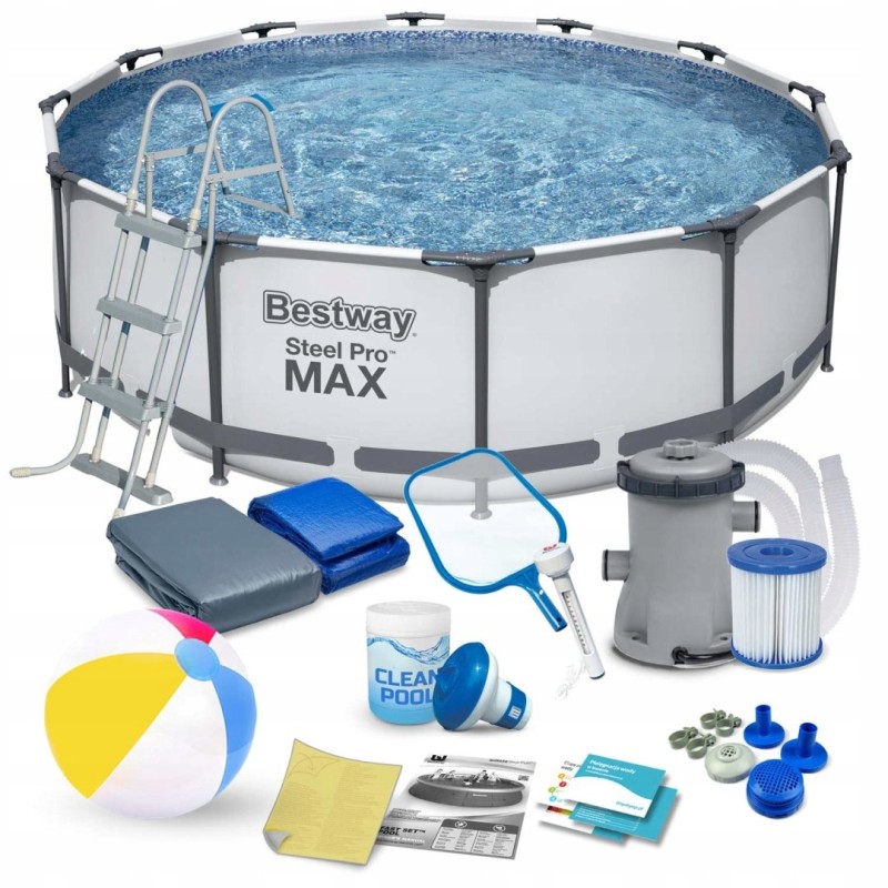 Plieninis sodo baseinas 366 x 100 cm komplektas 17in1 bestway 56418