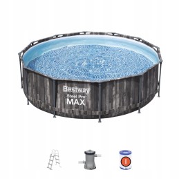 Steel Pro max rāmja baseins 366x100 koka imitācija 12 pēdas bestway 4in1