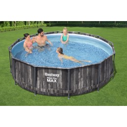 Terasest pro max raami bassein 366x100 puiduimitatsiooniga 12 jalga bestway 4in1