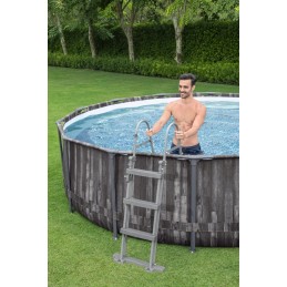Steel Pro max rāmja baseins 366x100 koka imitācija 12 pēdas bestway 4in1