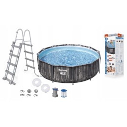 Terasest pro max raami bassein 366x100 puiduimitatsiooniga 12 jalga bestway 4in1