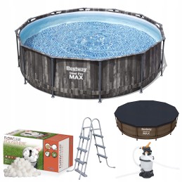 Frame pool steel pro max 366x100 wood imitation 12ft bestway 4in1