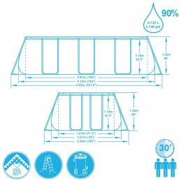Bestway rectangular pool 56456 56457 412x201x122cm