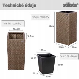 Stylist flowerpot stand polyrattan cream 64 x 30 cm