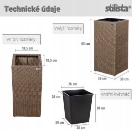 Stylist flowerpot stand polyrattan cream 64 x 30 cm