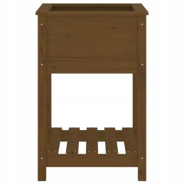 Honey brown planter with shelf, 54x54x81 cm, solid pine wood