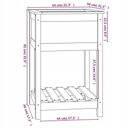 Honey brown planter with shelf, 54x54x81 cm, solid pine wood