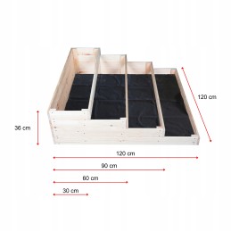 4-stāvu sakņu dārzs, koka kaste, herbārijs, 120x120, ceļvedis