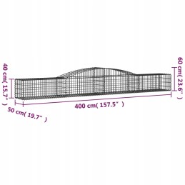 Arched Gabion Basket, 400x50x40/60 cm, Galvanized Iron