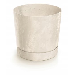 Tubo p beton effect 110e round flowerpot with saucer - cream