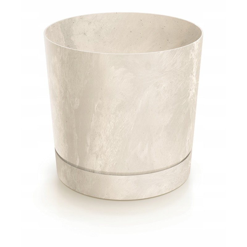 Tubo p beton effect 110e round flowerpot with saucer - cream