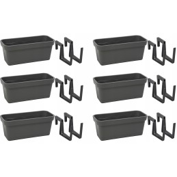 Set of 6 x balcony box lobelia 40x17 h16 + balcony handle - anthracite