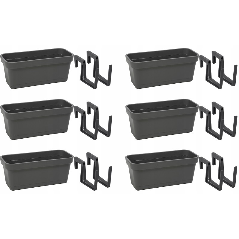 Set of 6 x balcony box lobelia 40x17 h16 + balcony handle - anthracite
