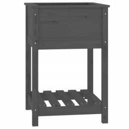 Planter with shelf, gray, 54x54x81 cm, solid pine wood
