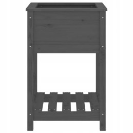 Planter with shelf, gray, 54x54x81 cm, solid pine wood
