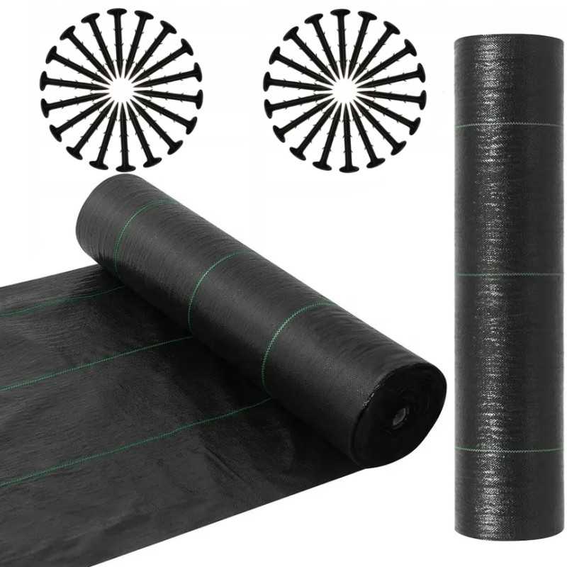 Agrotkanina agrotekstilė 1,6x50m nuo piktžolių juoda 70g UV 3% 50x inkarai