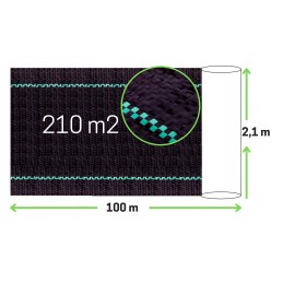 Juoda agrotekstilė piktžolėms, stora, tvirta, UV kilimėlis, 100g, 2,1x100m