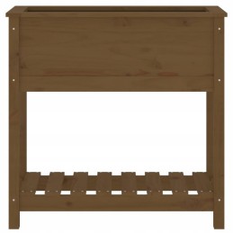 Flowerpot with shelf, honey brown, 82.5x34.5x81 cm, pine wood