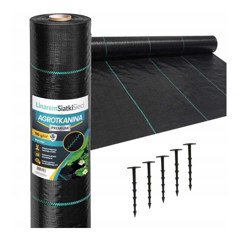 ⭐⭐Agrotekstilė 110g 1,6x100m premium UV 3% agrotekstilė juodas kilimėlis + kaiščiai⭐⭐