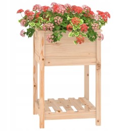 Vidaxl puķu pods ar plauktu, 54x54x81 cm, priedes masīvkoks