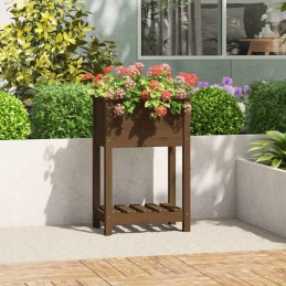 Vidaxl lillepott riiuliga, meepruun, 54x34,5x81 cm, männipuit