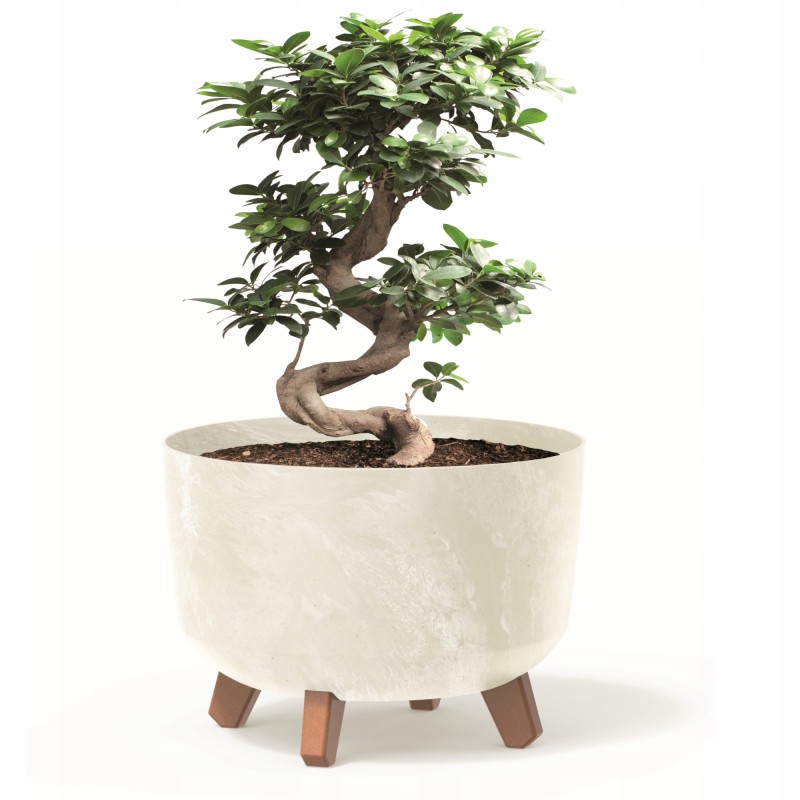 Apvalus vazonas 29cm, kreminis dubuo, kojelės, įdėklas