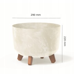 Apvalus vazonas 29cm, kreminis dubuo, kojelės, įdėklas
