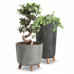 Apvalus vazonas 29cm, kreminis dubuo, kojelės, įdėklas