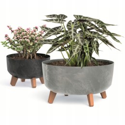 Apvalus vazonas 29cm, kreminis dubuo, kojelės, įdėklas